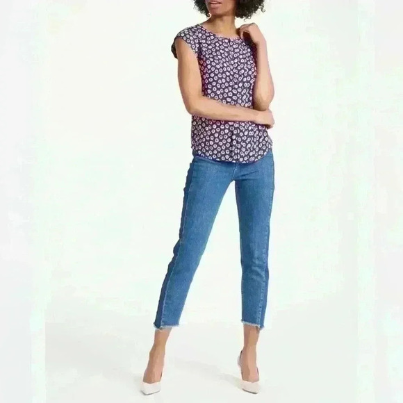 Boden Azelea cap sleeve keyhole viscose top - Picture 1 of 8